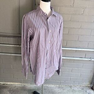 Banana Republic Men's Striped Shirt - Purple and White